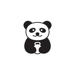 panda cute icon logo design vector