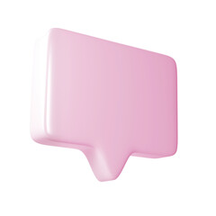 3D pink text bubble frame. Social media online platform concept icon, communication on application. For Valentine, web design, wedding, sticker, greeting card