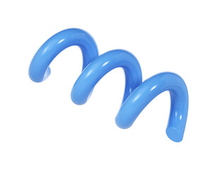 3d Spiral curve line decorative Christmas element blue color. Realistic design In plastic cartoon style. transparent illustration