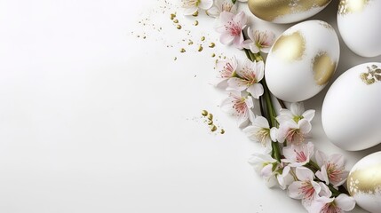 white eggs in a nest, easter background, easter holiday, easter