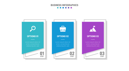 Obraz premium Timeline infographic with infochart. Modern presentation template with 3 spets for business process. Website template on white background for concept modern design. Horizontal layout.