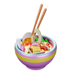 Cartoon style Ramen 3D rendering