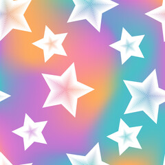 Obraz premium Vector star pattern for design, colorful holographic gradient with lines. Y2K aesthetics