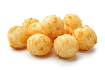 Cheese ball and puffs isolated on white background with work path