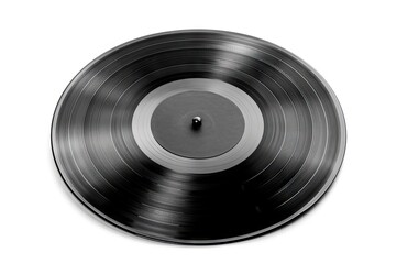 White background with isolated black vinyl record