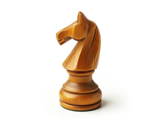 simple chess knight piece isolated on white background, front view. Generative Ai.