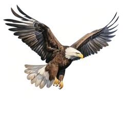 A majestic bald eagle soars through the sky