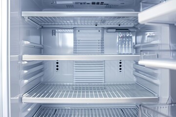 Empty open fridge mockup background