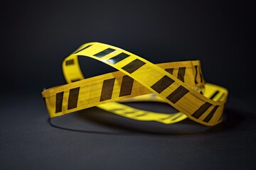 Caution Romance scam warning yellow tape with black background