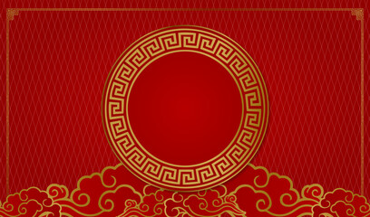 red background with gold ornament