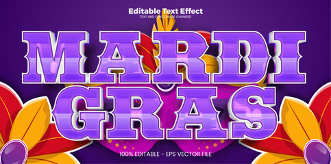 Mardi gras editable text effect in modern trend style