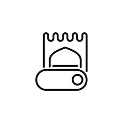 Muslim prayer mat line icon isolated on transparent background