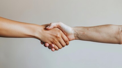 Two hands reach out to shake hands - obrazy, fototapety, plakaty