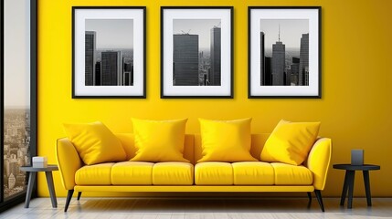 vintage frame yellow background illustration modern minimalist, vibrant geometric, retro decorative vintage frame yellow background