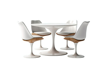 Few chairs around table, nobody, isolated on a Transparent background. Generative AI