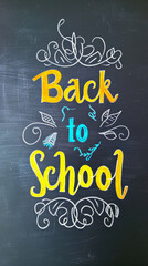 Fototapeta na wymiar Back to school lettering written with chalk on blackboard background.