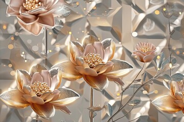 gold background wallpapers photo, in the style of jewelry by painters and sculptors, delicate flora depictions, romantic riverscapes, meticulous photorealistic still lifes, meticulous design, elegant.
