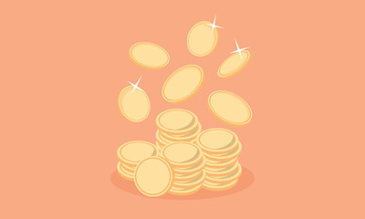 3D stack of Gold Coins.Empty Golden Money Sign. Growth, Income, Savings, Investment. Symbol of Wealth.3d goal for business, bank, finance, investment, money illustrations.