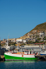 Fototapeta premium Ships in False Bay at Kalk Bay near Cape Town in South Africa