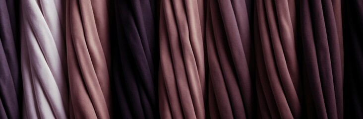 Obraz premium Assorted drapery fabrics hanging in a range of colors and textures.