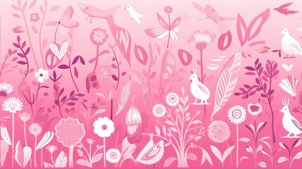 vibrant illustration pink background illustration colorful trendy, feminine stylish, aesthetic digital vibrant illustration pink background