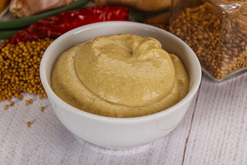 Dijon mustard sauce in the bowl