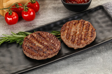 Grilled two beef burger cutlet