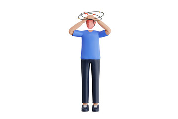 Male Suffering Of Headache 3D Illustration. Man having headache 3d illustration