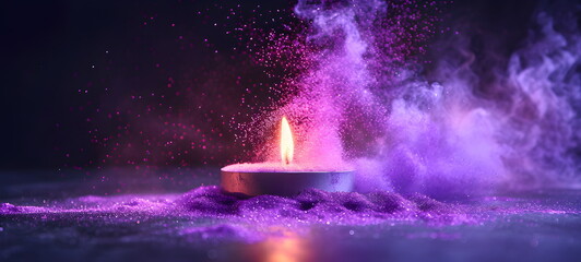 Purple candle with purple clay