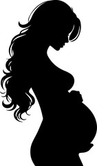 Silhouette Of A Pregnant Woman Collection Isolated On A Transparent Background