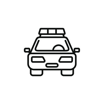 Police car line icon isolated on transparent background