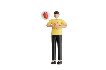 Man suffering from heart attack 3d illustration. Man with heart attack symptom 3d illustration