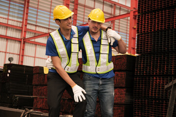 Engineer help anoter engineer, He has accident  on the work in factory.