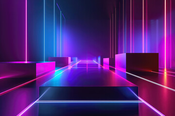 Abstract futuristic walkway neon lights led background
