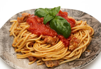Bolognese with tomato and chicken breast