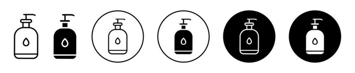 Liquid soap bottle vector icon set collection. Liquid soap bottle Outline flat Icon.