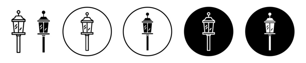 Street lamp vector icon set collection. Street lamp Outline flat Icon.