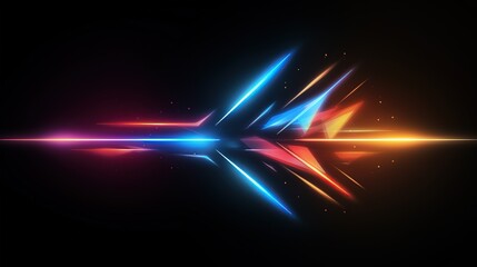 Shinny colorful neon arrows on a dark background. Multicolor neon arrow with glowing effect. Created with Generative AI