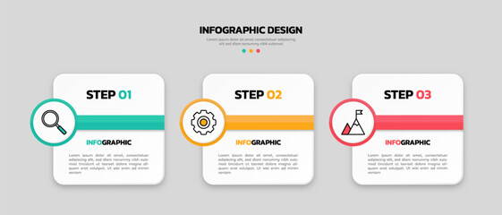 Fototapeta na wymiar Modern business infographic template with 3 options or steps icons.
