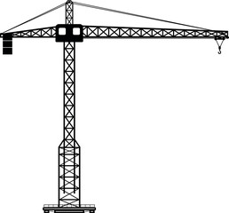 Silhouette of Construction Tower Crane Icon in Flat Style. Vector Illustration