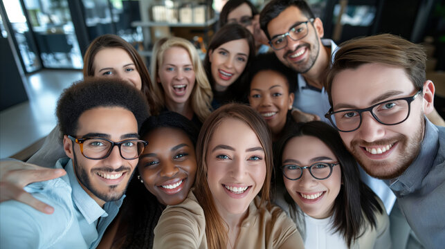 A diverse group of individuals strikes a pose as they gather together for a picture at a social event.