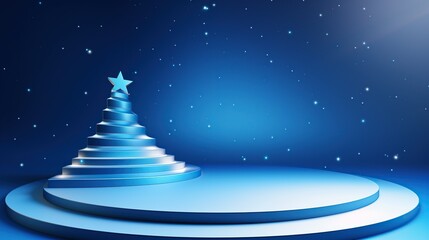 Abstract light blue podium stage platform for product display and presentation background. Elegant showcase for business concept. Generative AI