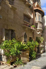 Narrow historical street in downtown of Rabat, Malta