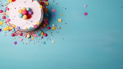 birthday cake with copy-space, generative Ai