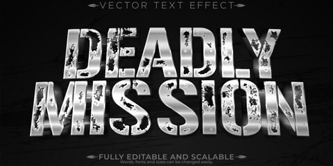 Mission text effect, editable metallic and shiny text style