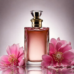 perfume bottle and flower, generative ai