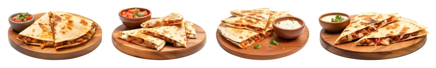 Assorted Quesadillas with Salsa and Sour Cream