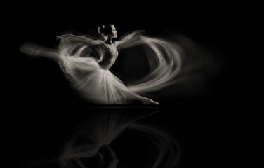 Obraz premium a ballet dancer jump on stage, generative ai