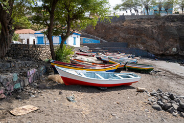 le port de pêche de l'ancienne capitale de l'île du Cap Vert en Afrique occidentale