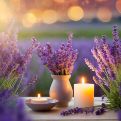 Lavender Dreamscape with Soft Candlelight Serenity